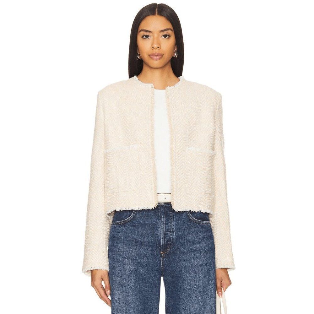 Citizens Of Humanity Elana Jacket in Creme size Small Cream Open‎ Front